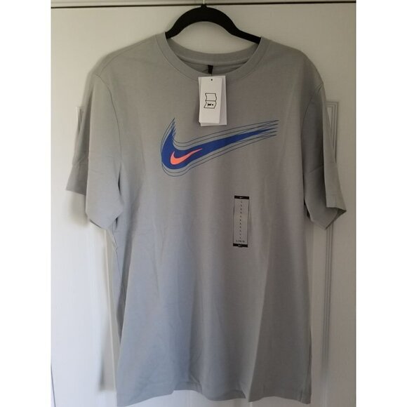 𝅺NIKE Swoosh 12‎ Month Logo T Shirt  Size: Large  Color: Platinum/Blue/Red - Picture 3 of 12